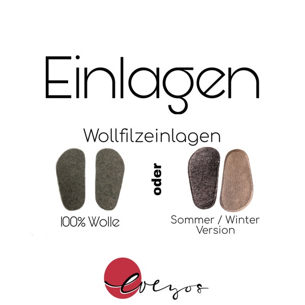 Wollfilzeinlagen (2in1 möglich) ZUSATZOPTION für Krabbelschuhe von EVEYOS , herausnehmbar -WOLLFILZ -Wolle - Lederpuschen -Puschen