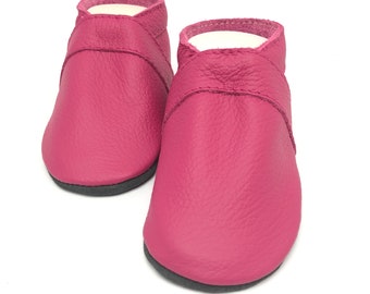 Lederpuschen Krabbelschuhe Krabbelpuschen Puschen Hausschuhe Pink Rosa UNI BASIC Name möglich Personalisierung personalisiert Baby