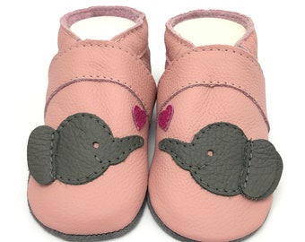 Crawling Shoes with 3D Ears Elephant Pink Baby Boys Baptism Gift