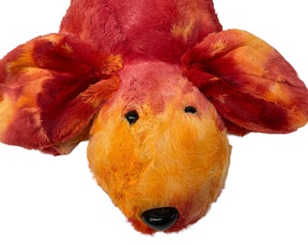 Weighted Sensory Pet red and orange cuddle fabric dog plush, weighted lap pad, dog plush, Special needs, anxiety, autism, Alzheimers