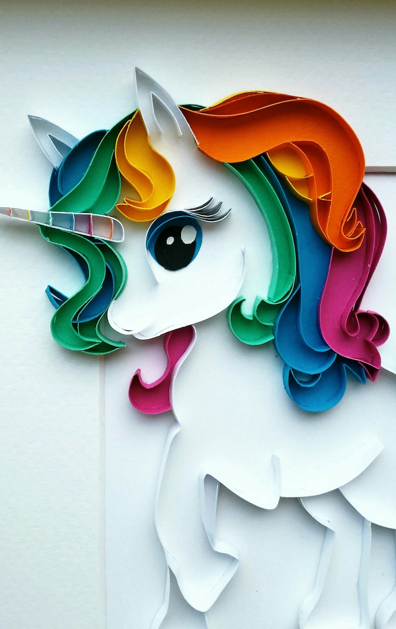 Quilling paper art design Unicorn handmade gift Etsy