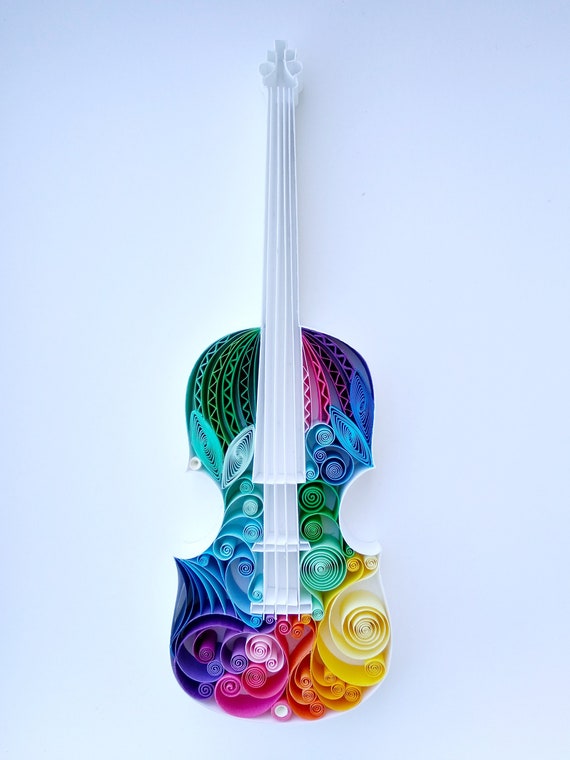 Colorful Violin Quilling paper art design handmade gift Etsy