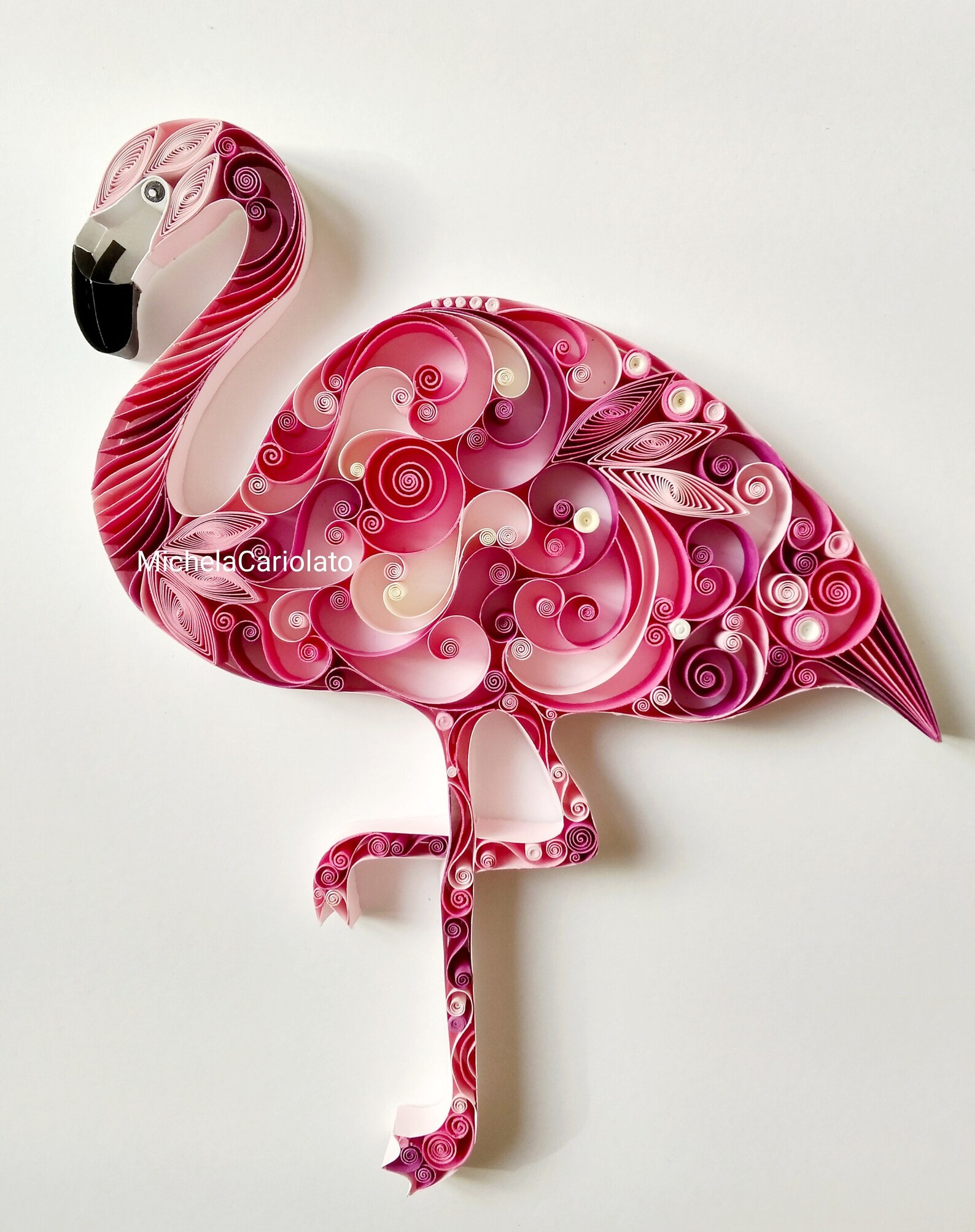 Pink Flamingo Quilling Paper Art Design Handmade Gift Home Etsy