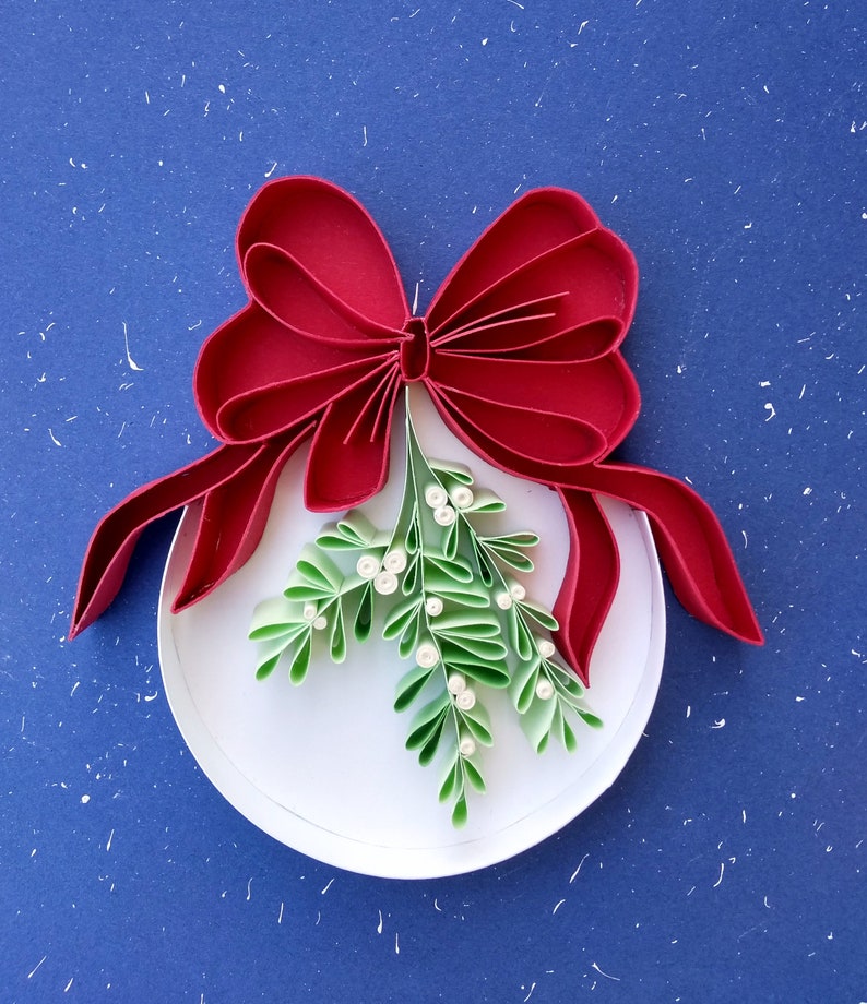 Christmas Bauble With Bow, Quilling Paper, Handmade Gift, Home Decor