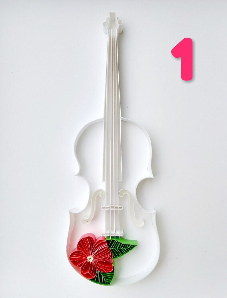Volin Paper Violin is Blooming, Quilling Paper Art Design, Handmade Gift, Home ...