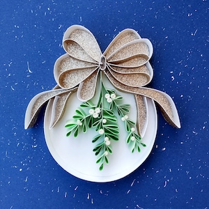 Christmas bauble with bow, Quilling paper, handmade gift, home decor, for her, for him, anniversary, christmas, wall home decor