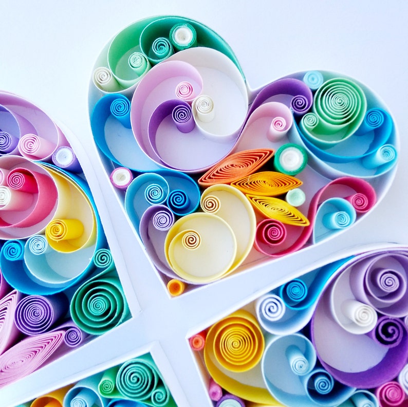 Rainbow Fourleaf Clover Quilling Paper Art Design Handmade Etsy
