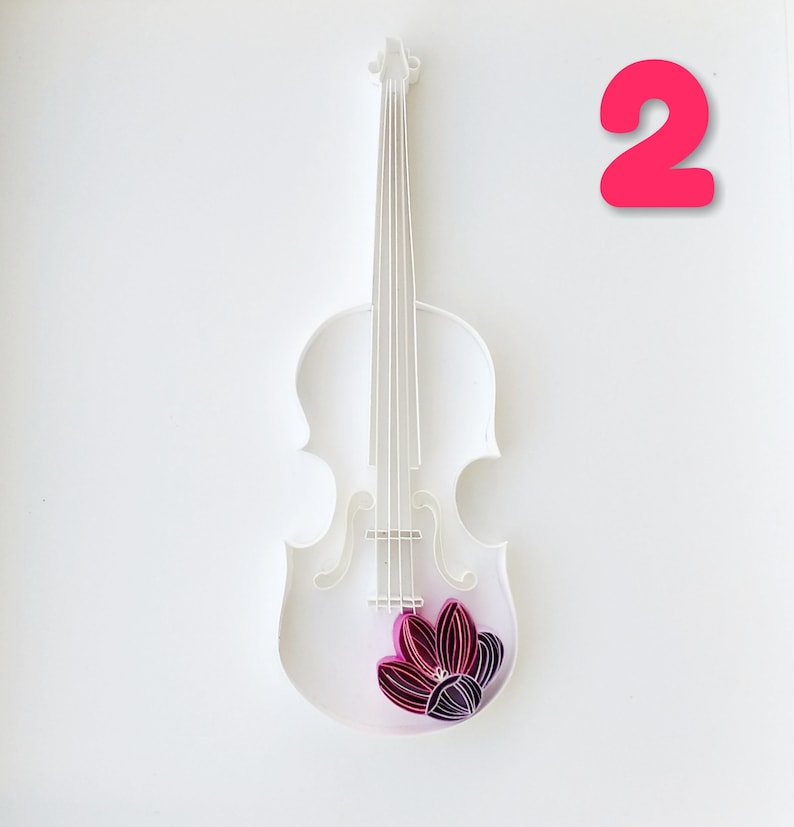 Violin is Blooming, Quilling Paper Art Design, Handmade Gift, Home