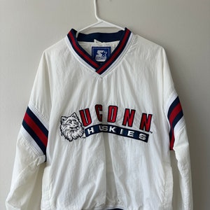 VINTAGE UCONN CONNECTICUT HUSKIES WHITE COLLEGE HOCKEY JERSEY MENS ADULT  SMALL