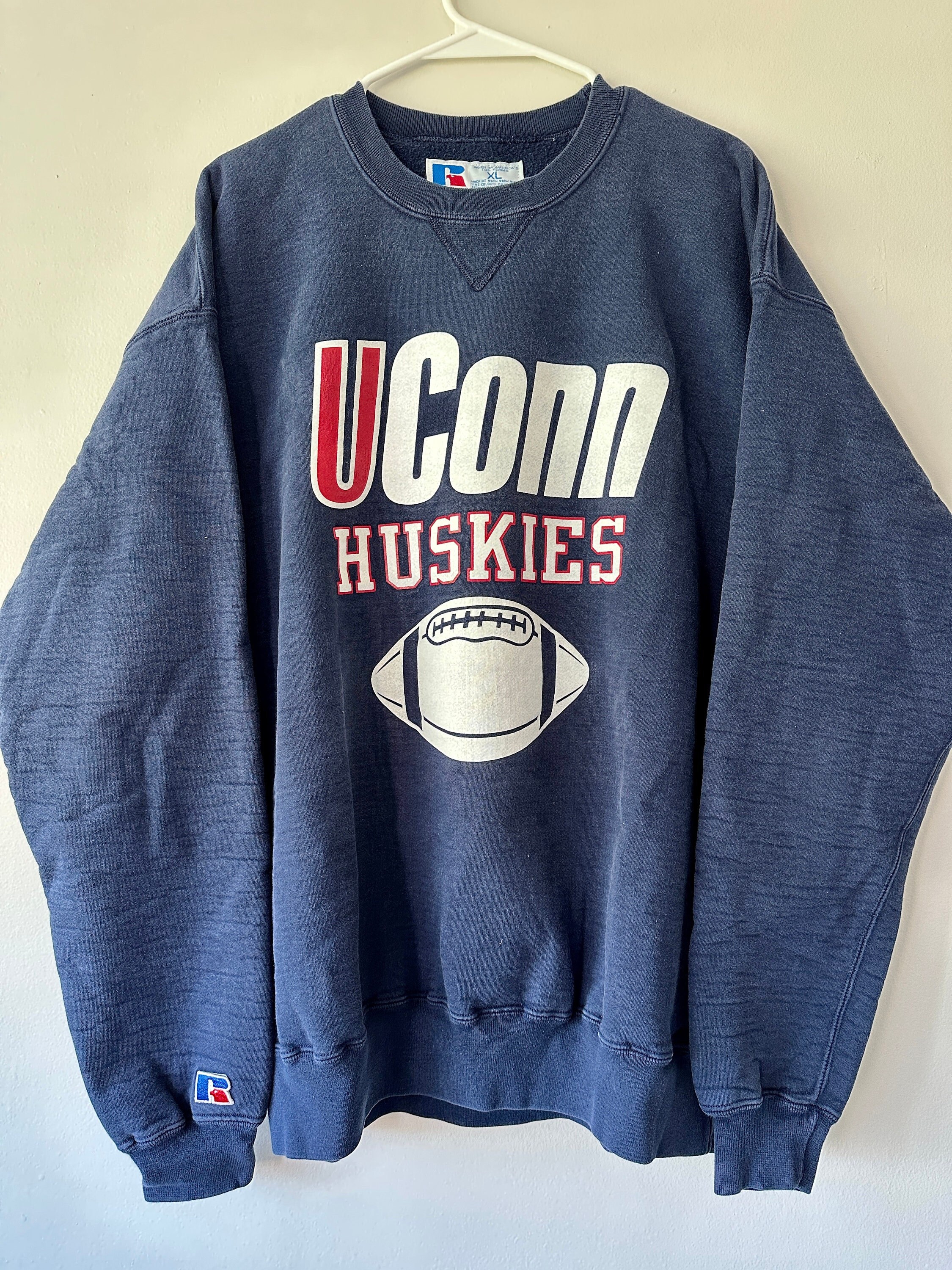 Vintage Uconn Football Crewneck Hoodie XL Etsy