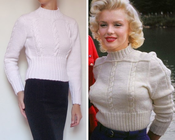 Marilyn Monroe Sweater Mock Neck Sweater Cropped Cable Chunky - Etsy