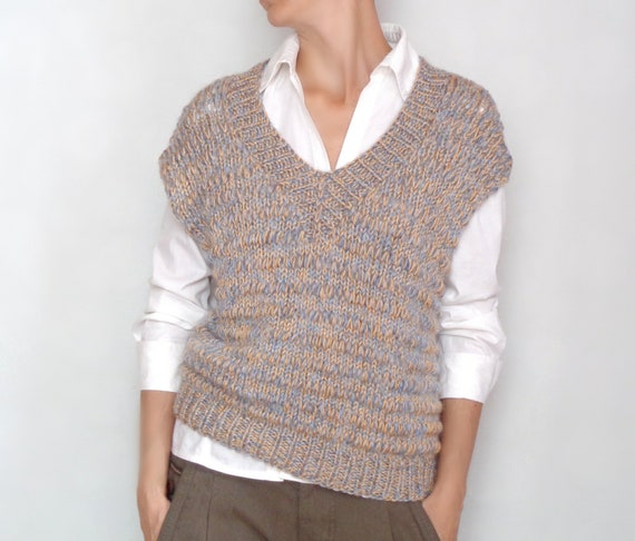 Buy Sweater Vest Women Hand Knit Chunky Loose Knit Cozy Soft Wool V Neck  Designer Alpaca Blend Gift for Her Online in India 
