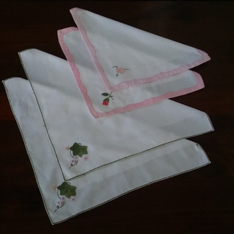 Cloth Napkins Place Mats Applique And Embroidery Design Cotton Etsy