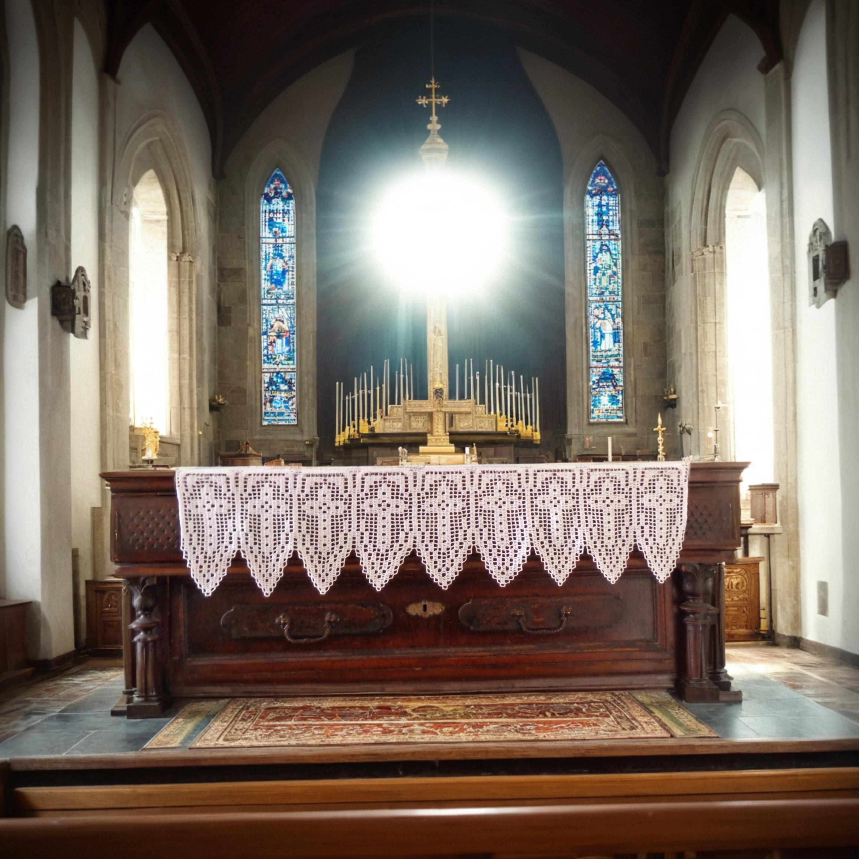 Church altar cloth with crosses lace handmade Liturgical Catholic Christian tablecloth Altar cover design Custom size
