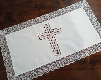 Small altar cloth Christian table runner Personalized Religious lace table cloth Catholic home altar Alter cloth prayer Gift for catholic