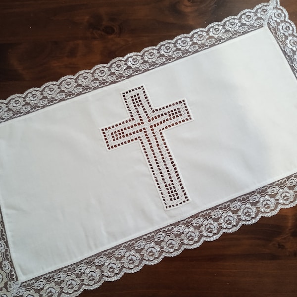 Small altar cloth Christian table runner Personalized Religious lace table cloth Catholic home altar Alter cloth prayer Gift for catholic