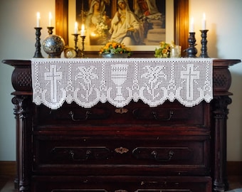 Hand Crochet Altar Lace Trim: Religious Catholic Church Vestment, 10.6 inch