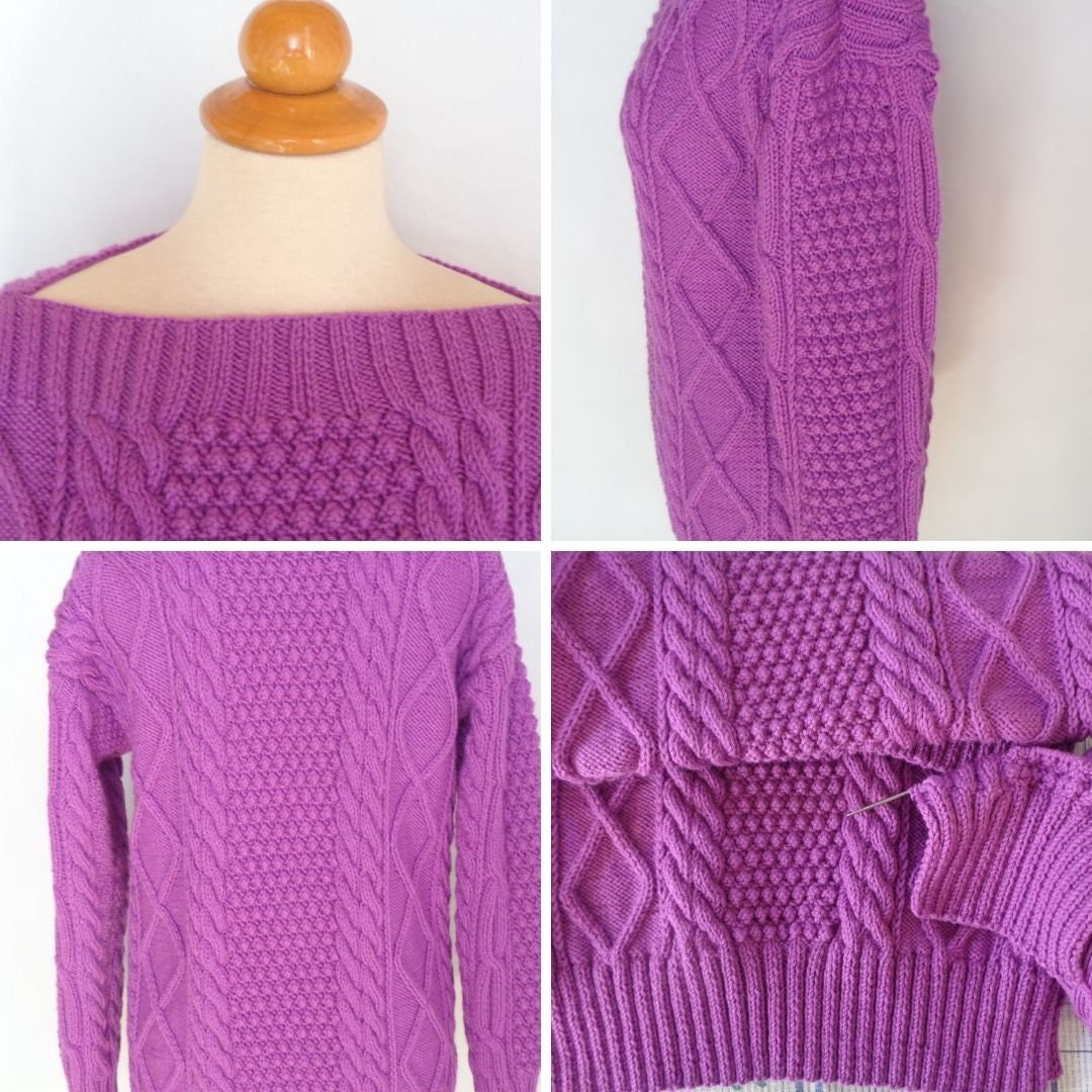 Purple Marilyn Monroe Sweater Aran Knit Fisherman off the - Etsy