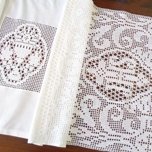 Catholic altar cloth Religious lace church table runner Liturgical lace trim Chalice VIRGIN MARY Latin IHR 82 inch