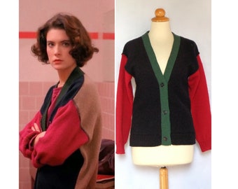 Twin Peaks Donna Hayward color block cardigan Colorful sweater 90s movie outfits