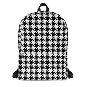 Houndstooth Backpack / Black & White pattern Rucksack