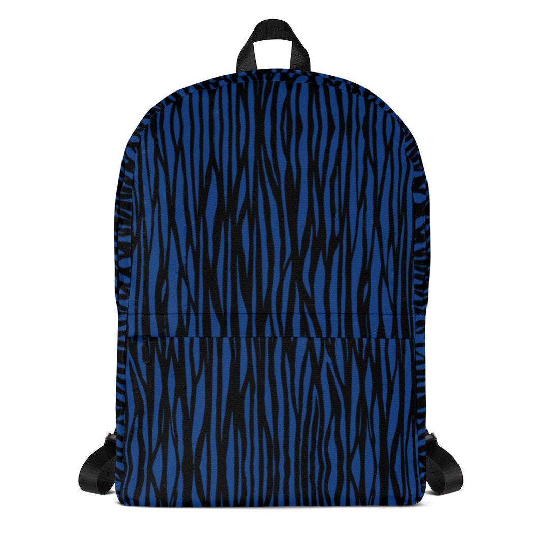 Zebra Print Backpack / Animal Print / Black & Blue Rucksack - Etsy