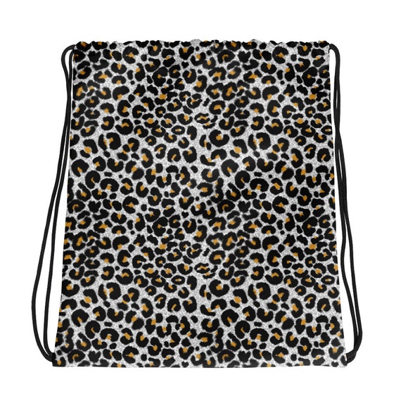 Leopard Drawstring bag Animal print cinch bag Panther gym bag