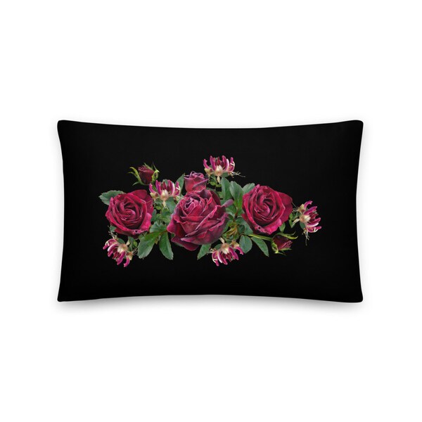 Vintage Roses Decorative Pillow / Floral Cushion