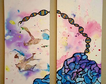 Teichopsia, Original Polymer and Ink Paintings, Contemporary Art, Matching Set, Home Decor, Minimalist Artwork, Abstract Wall Decoration