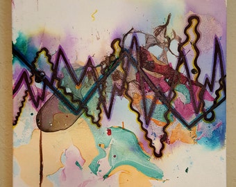 Scintillation, Original Artwork, Polymer on Canvas, Ink Abstract Painting, Contemporary Art Piece, Home Wall Decor, Square Artwork, Minimal