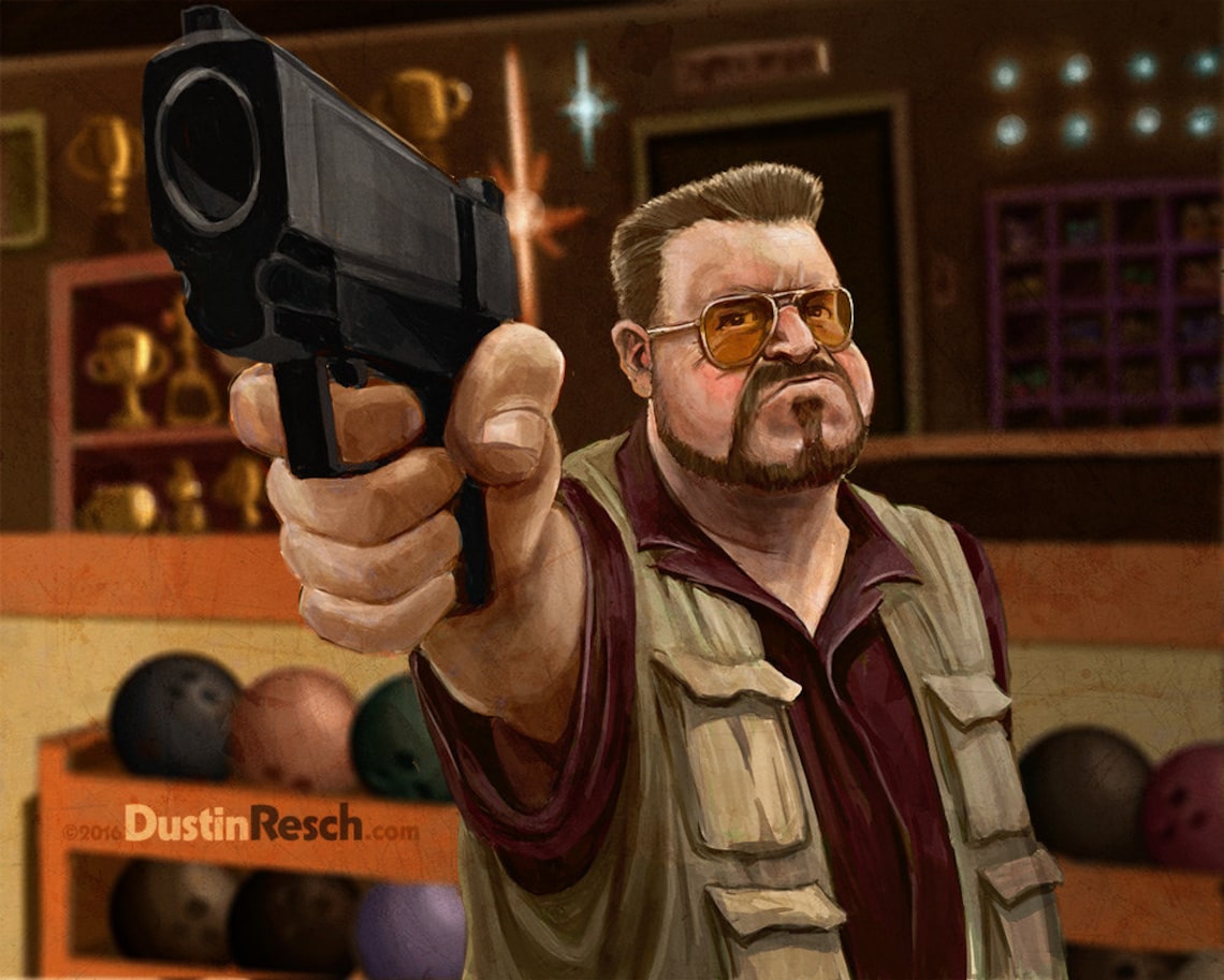 The Big Lebowski Walter Sobchak, World of Pain john Goodman Portrait