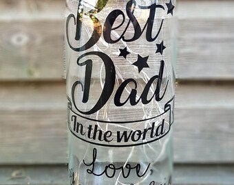 Father's day bottle light best dad in the world personalised customised gift wrapped