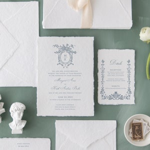 Plantilla de suite de invitación de boda de cresta clásica / Plantilla de descarga instantánea imprimible con cresta botánica / Sobres incluidos / Margaret