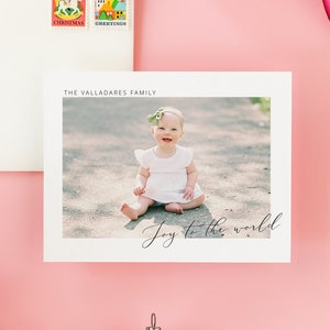 Plantilla de tarjeta navideña imprimible Joy to the World / Descarga instantánea de tarjeta navideña editable / Valladares