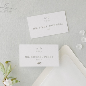 ALISA | Wedding Place Card Template, Monogram Wedding , Tented Placecards,  Flat Place Card Template, Elegant Place Card, Printable