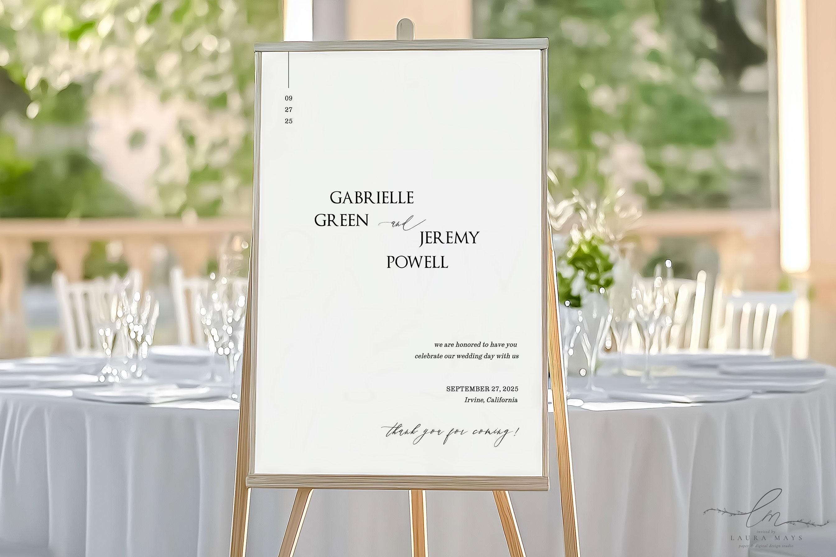 GABRIELLE | Modern Wedding Welcome Sign, Minimalist Wedding Welcome ...