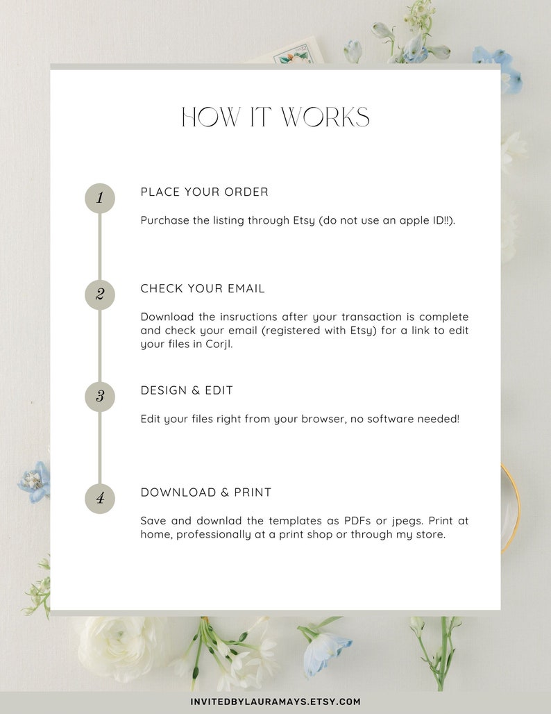 LISA Classic Wildflower Wreath Wedding Invitation Suite Template ...