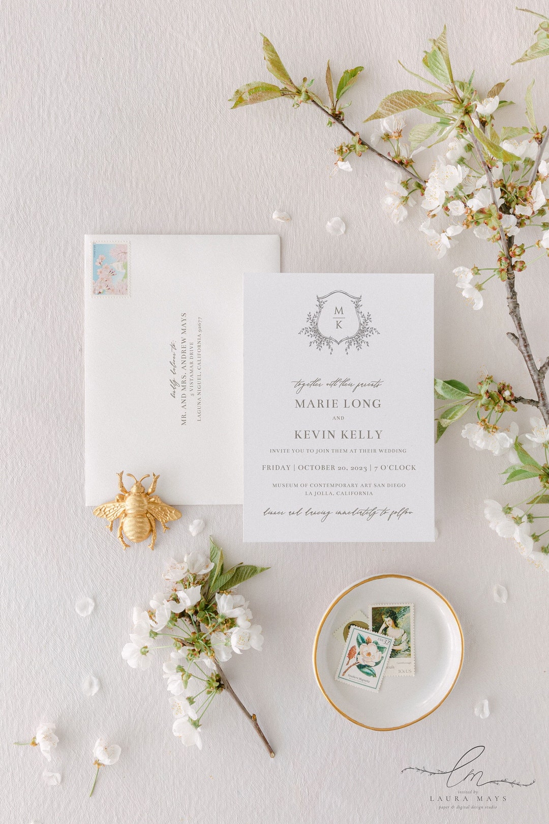 MARIE | Invitation Only, Elegant Wedding Invitation Suite Template With ...
