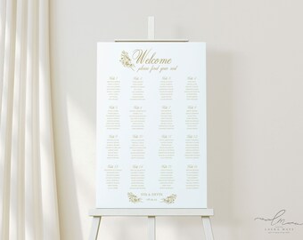 EVA | Wedding Seating Chart Template, Floral Elegant Seating Plan Printable, Editable Seating Sign Poster, Seating Chart Wedding Template