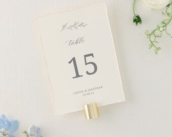 DIY Modern Wedding Table Numbers, Simple Printable Wedding Table Number Cards, Minimalist Floral Printable Template | Louise