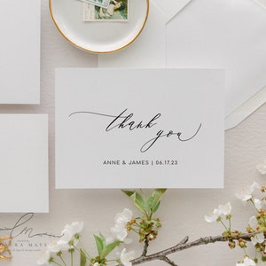 Simple Thank You Card Template Folded, Modern Editable Thank You Card, Minimalist Thank You Card Template Printable, Instant Download | Anne