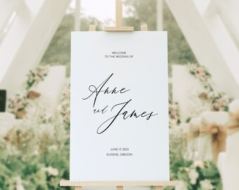 ANNE | Wedding Welcome Sign, Welcome Poster, Printable Wedding Welcome, Calligraphy Welcome sign, Edit with Corjl