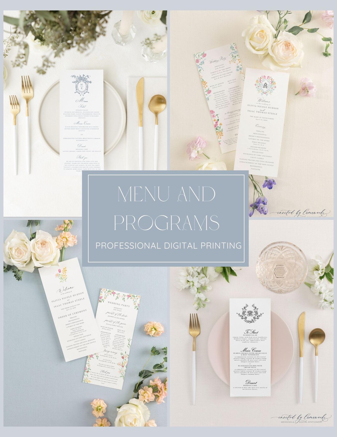 Skinny Menu Paper Menus and Programs, #10 Skinny Digital Printing Services for Wedding ...
