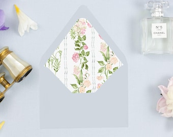 BRIANNA |  PRINTED LINER | Printed Watercolor Floral Envelope Liners | A7 Euro Flap Wedding Inserts - set of 25