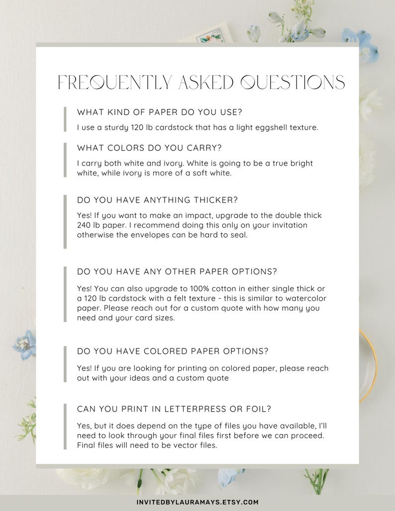 Digital Printing Services for Wedding Invitation Templates - Printing Services Only | Send me your printable file! image 5