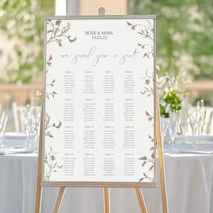 ROSE | Wedding Table Plan Template, DIY Seating Chart, Simple Floral Seating, Wildflower Wedding Seating Chart Template, Floral Boho Wedding