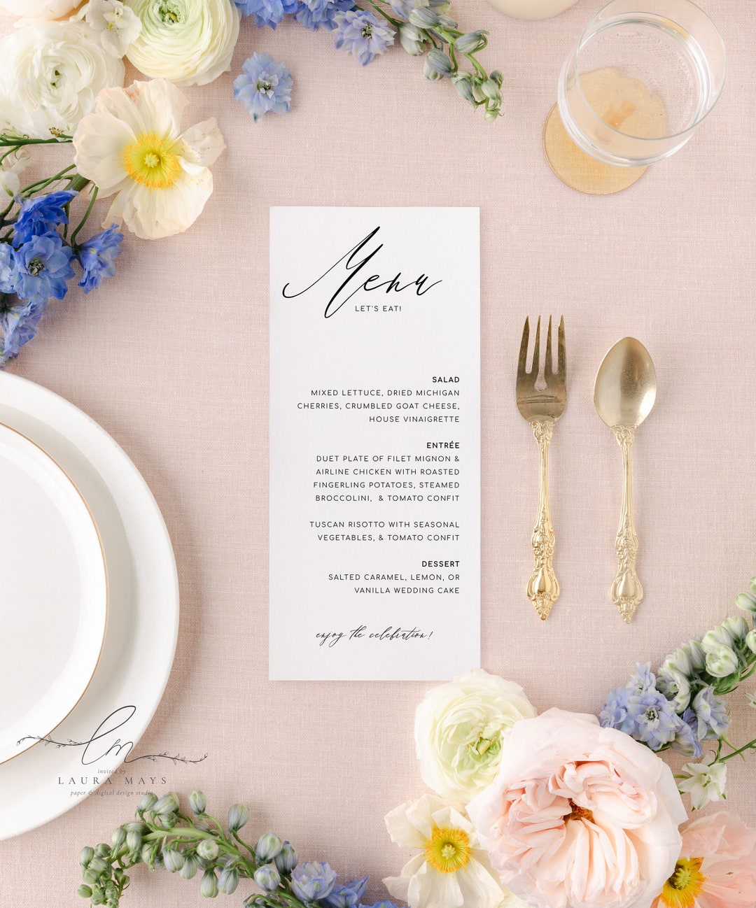 Modern Wedding Menu Template Elegant Wedding Table Menu Etsy