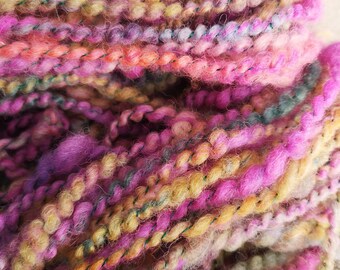 Hand spun art yarn, core spun, pure British wool, 92g, 56 yards, Marianne