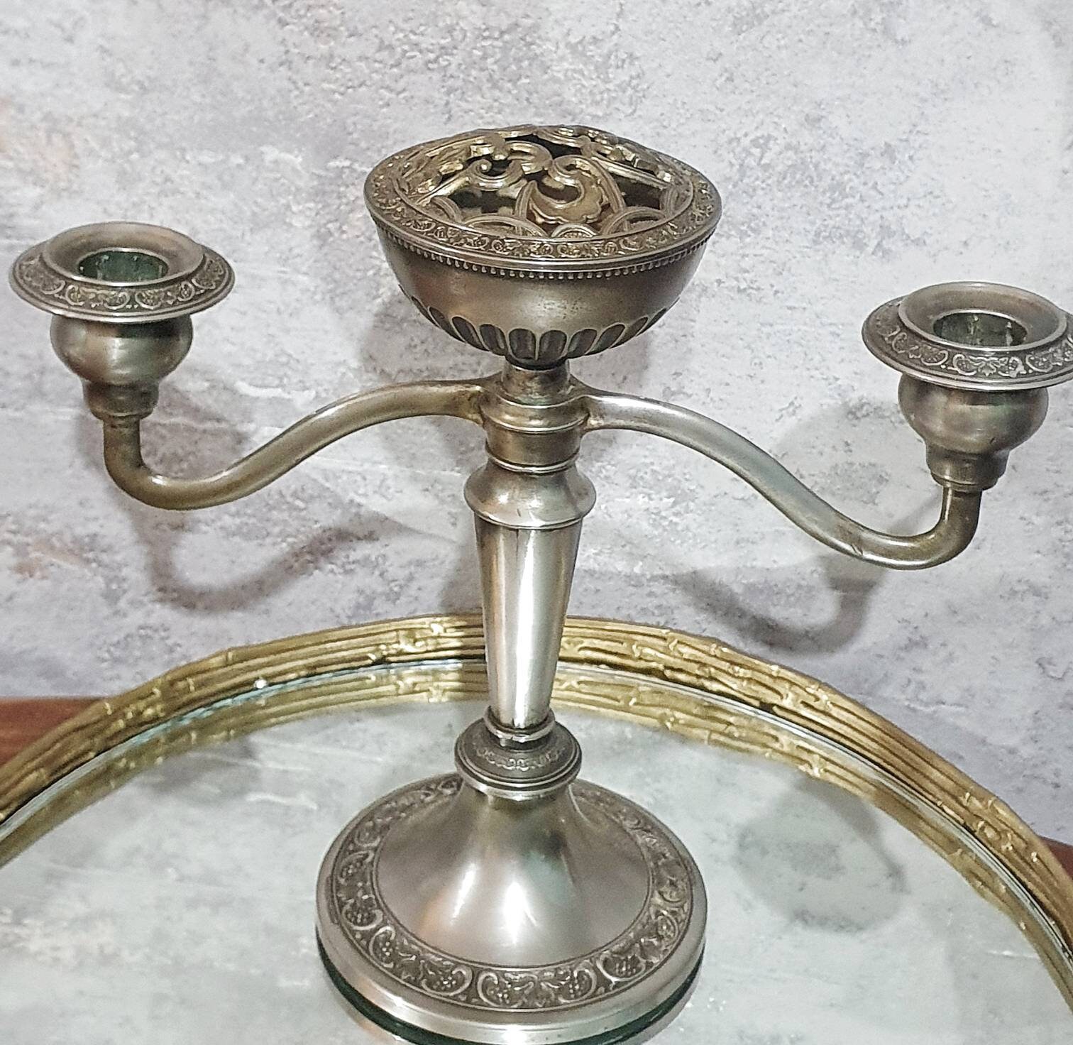 Vintage Silver Plated Candle Holder / Candle labra with Etsy