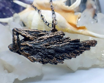 Sea Life Inspired Raw Black Kyanite Blade | Copper Electroformed | OOAK Pendant Necklace